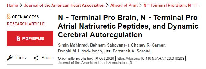 JAHA：動態(tài)腦自動調(diào)節(jié)與腦和心房利鈉肽前N端的關(guān)系